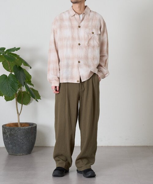 CIAOPANIC TYPY（チャオパニックティピー）の「【ユニセックス】コットンリネンブッチャーパンツ（スラックス・メンズ・チャコールグレー/ホワイト系その他/カーキ・LARGE/MEDIUM）」の5枚目の写真