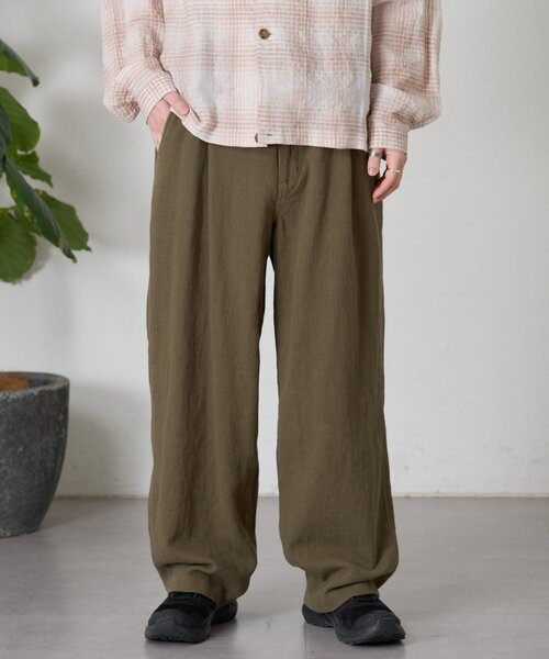 CIAOPANIC TYPY（チャオパニックティピー）の「【ユニセックス】コットンリネンブッチャーパンツ（スラックス・メンズ・チャコールグレー/ホワイト系その他/カーキ・LARGE/MEDIUM）」の14枚目の写真