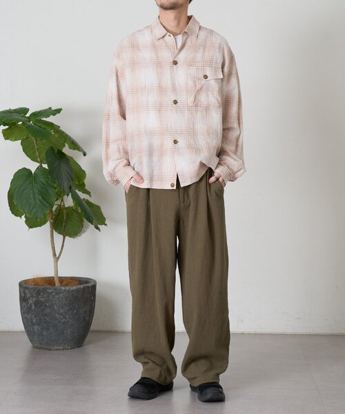 CIAOPANIC TYPY（チャオパニックティピー）の「【ユニセックス】コットンリネンブッチャーパンツ（スラックス・メンズ・チャコールグレー/ホワイト系その他/カーキ・LARGE/MEDIUM）」の18枚目の写真