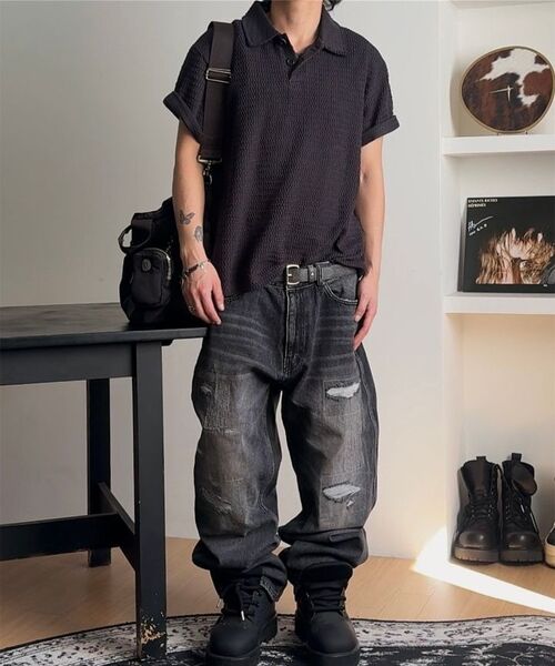ENDOOR(エンドア)の「Archive repair denim pants (black)(デニムパンツ・メンズ・その他・1/2/3)」の2枚目の写真