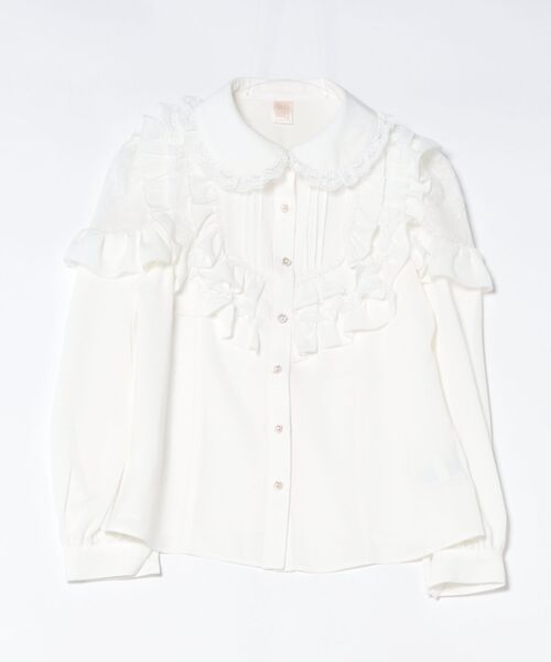 Secret Honey(シークレットハニー)の「ヨークフリル肩レース切り替えブラウス(シャツ/ブラウス・レディース・オフホワイト/ピンク/ブラック・MEDIUM)」の5枚目の写真