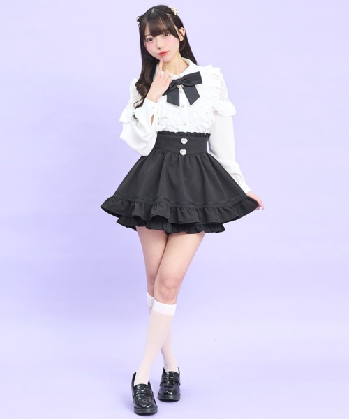 Secret Honey(シークレットハニー)の「ヨークフリル肩レース切り替えブラウス(シャツ/ブラウス・レディース・オフホワイト/ピンク/ブラック・MEDIUM)」の7枚目の写真