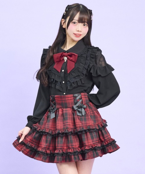 Secret Honey(シークレットハニー)の「ヨークフリル肩レース切り替えブラウス(シャツ/ブラウス・レディース・オフホワイト/ピンク/ブラック・MEDIUM)」の11枚目の写真