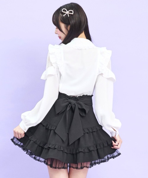 Secret Honey(シークレットハニー)の「ヨークフリル肩レース切り替えブラウス(シャツ/ブラウス・レディース・オフホワイト/ピンク/ブラック・MEDIUM)」の15枚目の写真