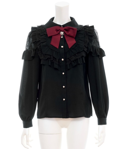 Secret Honey(シークレットハニー)の「ヨークフリル肩レース切り替えブラウス(シャツ/ブラウス・レディース・オフホワイト/ピンク/ブラック・MEDIUM)」の18枚目の写真