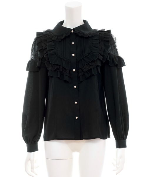 Secret Honey(シークレットハニー)の「ヨークフリル肩レース切り替えブラウス(シャツ/ブラウス・レディース・オフホワイト/ピンク/ブラック・MEDIUM)」の19枚目の写真