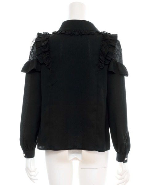 Secret Honey(シークレットハニー)の「ヨークフリル肩レース切り替えブラウス(シャツ/ブラウス・レディース・オフホワイト/ピンク/ブラック・MEDIUM)」の21枚目の写真