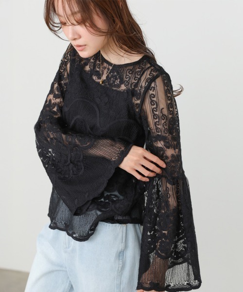 Bab(バブ)の「レーストップス(Tシャツ/カットソー・レディース・ブラック/ホワイト・FREE)」の21枚目の写真