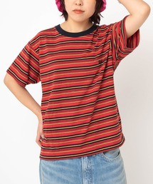 レディースのTシャツ/カットソー（レッド/赤色系・ボーダー柄