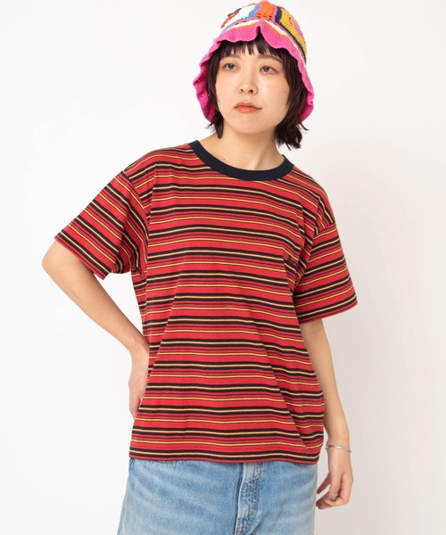 RNA(アールエヌエー)の「M2646 マルチボーダーレギュラーT(Tシャツ/カットソー・レディース・ブラック/レッド/グリーン・MEDIUM)」の5枚目の写真