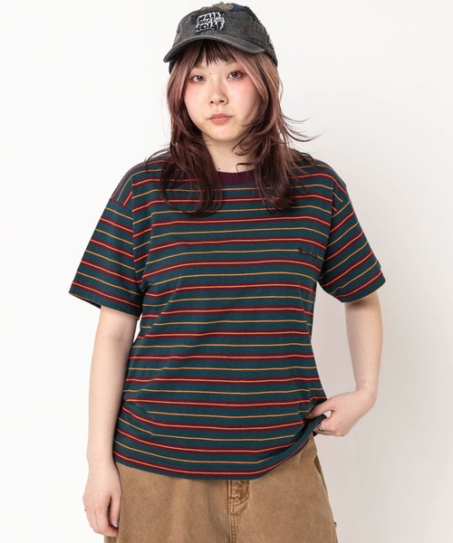 RNA(アールエヌエー)の「M2646 マルチボーダーレギュラーT(Tシャツ/カットソー・レディース・ブラック/レッド/グリーン・MEDIUM)」の6枚目の写真