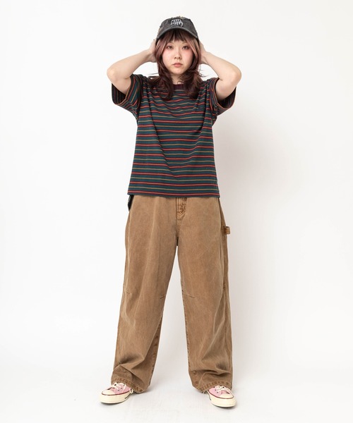 RNA(アールエヌエー)の「M2646 マルチボーダーレギュラーT(Tシャツ/カットソー・レディース・ブラック/レッド/グリーン・MEDIUM)」の16枚目の写真