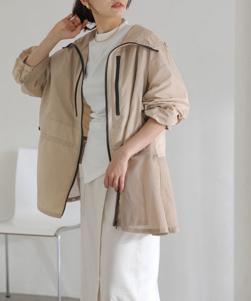 La TOTALITE（ラトータリテ）の「【洗える】Mewl / ミュール シアーUVカットパーカー（マウンテンパーカー・レディース・ブラック/ホワイト/ベージュ・FREE）」の10枚目の写真