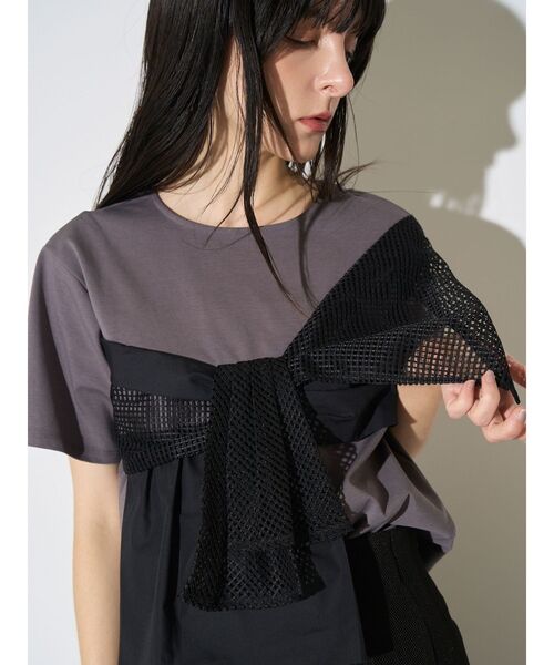 ELENDEEK（エレンディーク）の「ドッキングビスチェカットソー（Tシャツ/カットソー・レディース・ブラック/オフホワイト/グレー・FREE）」の22枚目の写真