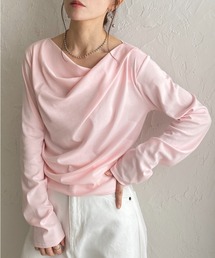 長袖 オフショル アシメネック ドレープトップス