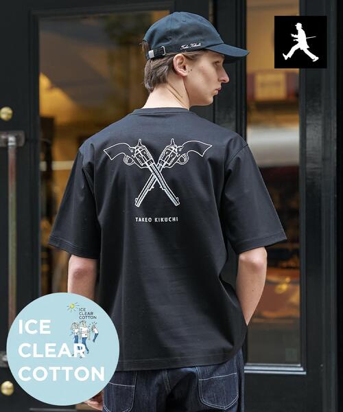 TAKEO KIKUCHI(タケオキクチ)の「【BOWLER HAT LABEL】アイスクリアコットン バッククロスピストル 半袖Tシャツ(Tシャツ/カットソー・メンズ・ホワイト/ブルー系その他/ブラック・02/03/04)」の4枚目の写真