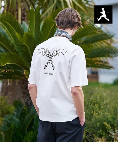 TAKEO KIKUCHI(タケオキクチ)の「【BOWLER HAT LABEL】アイスクリアコットン バッククロスピストル 半袖Tシャツ(Tシャツ/カットソー・メンズ・ホワイト/ブルー系その他/ブラック・02/03/04)」の8枚目の写真