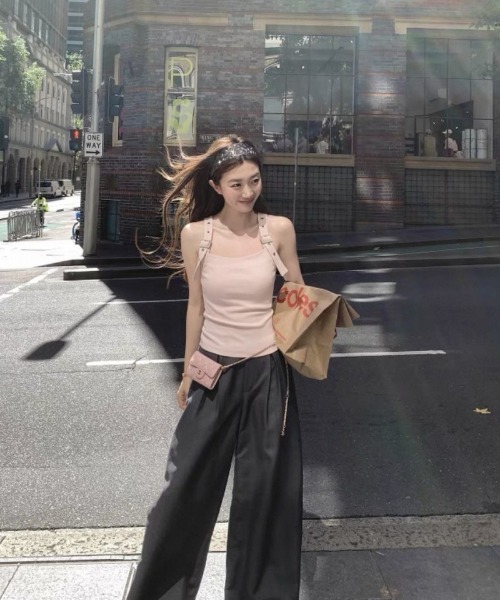 Ritzy（リッツィー）の「ベルトショルダー・タンクトップ（タンクトップ・レディース・ブラック/ピンク/ホワイト・LARGE/MEDIUM）」の5枚目の写真