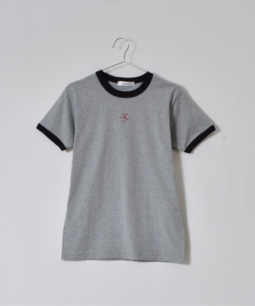 &soiree(アンドソワレ)の「&soiree ロゴ刺繍リンガーTシャツ(Tシャツ/カットソー・レディース・グレー系その他/ブラック系その他/ホワイト系その他・FREE)」の6枚目の写真