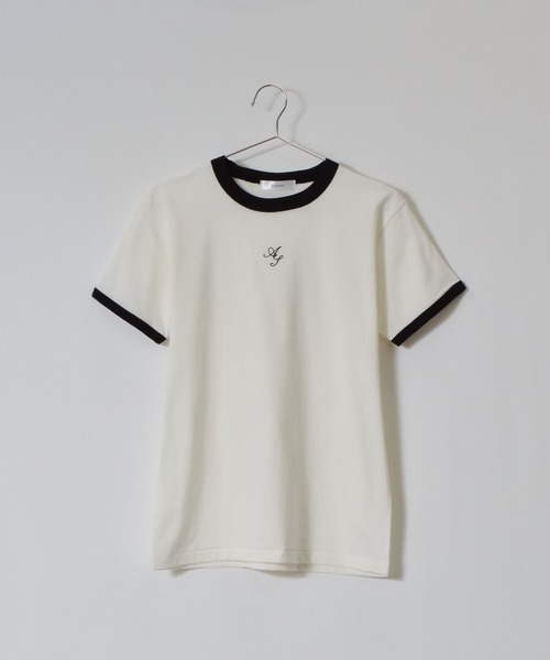 &soiree(アンドソワレ)の「&soiree ロゴ刺繍リンガーTシャツ(Tシャツ/カットソー・レディース・グレー系その他/ブラック系その他/ホワイト系その他・FREE)」の4枚目の写真