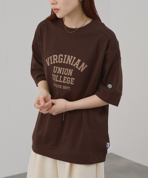 DISCUS(ディスカス)の「DISCUS 切替ルーズTシャツ(Tシャツ/カットソー・レディース・スミクロ/ブルー/ホワイト/ブラウン・M/L)」の1枚目の写真