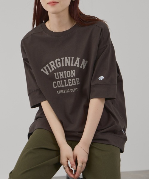DISCUS(ディスカス)の「DISCUS 切替ルーズTシャツ(Tシャツ/カットソー・レディース・スミクロ/ブルー/ホワイト/ブラウン・M/L)」の3枚目の写真