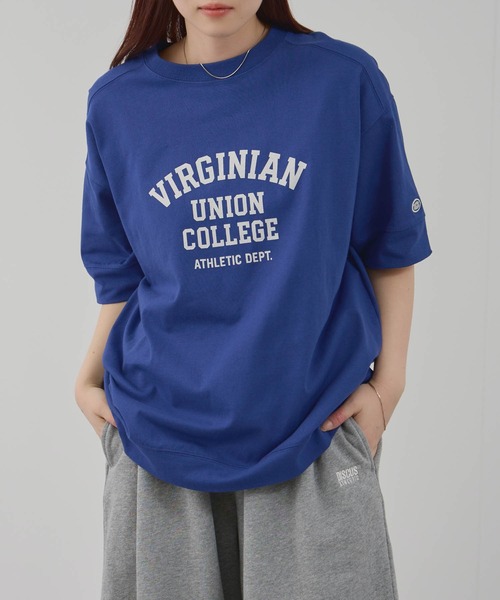 DISCUS(ディスカス)の「DISCUS 切替ルーズTシャツ(Tシャツ/カットソー・レディース・スミクロ/ブルー/ホワイト/ブラウン・M/L)」の4枚目の写真