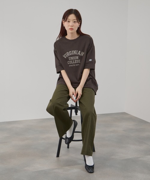 DISCUS(ディスカス)の「DISCUS 切替ルーズTシャツ(Tシャツ/カットソー・レディース・スミクロ/ブルー/ホワイト/ブラウン・M/L)」の10枚目の写真