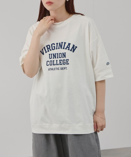DISCUS(ディスカス)の「DISCUS 切替ルーズTシャツ(Tシャツ/カットソー・レディース・スミクロ/ブルー/ホワイト/ブラウン・M/L)」の12枚目の写真