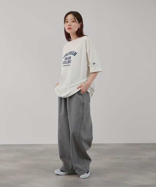 DISCUS(ディスカス)の「DISCUS 切替ルーズTシャツ(Tシャツ/カットソー・レディース・スミクロ/ブルー/ホワイト/ブラウン・M/L)」の14枚目の写真
