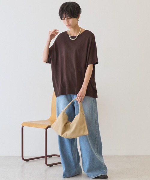 AMERICAN HOLIC(アメリカンホリック)の「【前後2WAY・接触冷感】ポンチョニット(ニット/セーター・レディース・ブラウン/サックスブルー/ブラック/アイボリー・L/M)」の13枚目の写真