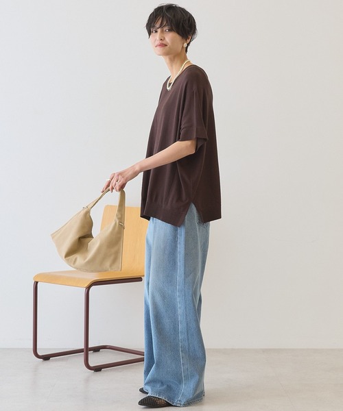 AMERICAN HOLIC(アメリカンホリック)の「【前後2WAY・接触冷感】ポンチョニット(ニット/セーター・レディース・ブラウン/サックスブルー/ブラック/アイボリー・L/M)」の14枚目の写真
