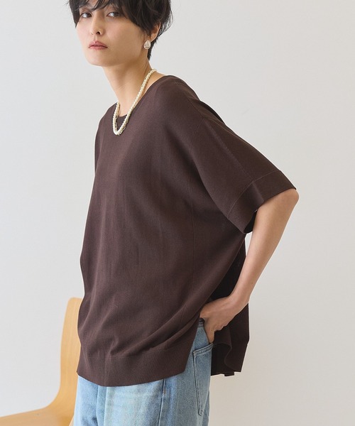 AMERICAN HOLIC(アメリカンホリック)の「【前後2WAY・接触冷感】ポンチョニット(ニット/セーター・レディース・ブラウン/サックスブルー/ブラック/アイボリー・L/M)」の7枚目の写真