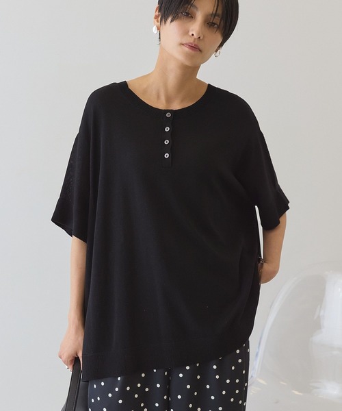 AMERICAN HOLIC(アメリカンホリック)の「【前後2WAY・接触冷感】ポンチョニット(ニット/セーター・レディース・ブラウン/サックスブルー/ブラック/アイボリー・L/M)」の16枚目の写真