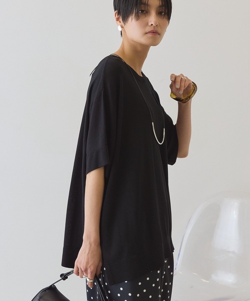 AMERICAN HOLIC(アメリカンホリック)の「【前後2WAY・接触冷感】ポンチョニット(ニット/セーター・レディース・ブラウン/サックスブルー/ブラック/アイボリー・L/M)」の19枚目の写真