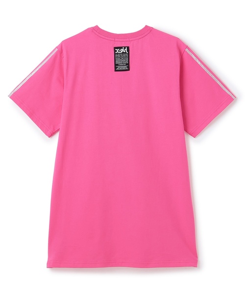 X-girl Stages(エックスガールステージス)の「スパンコール刺しゅう 半袖Tワンピース(ワンピース・キッズ・スモークピンク/ブラック/レモンイエロー・130cm/140cm/90cm/100cm/110cm/120cm)」の4枚目の写真