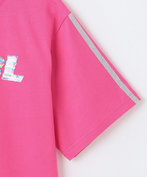 X-girl Stages(エックスガールステージス)の「スパンコール刺しゅう 半袖Tワンピース(ワンピース・キッズ・スモークピンク/ブラック/レモンイエロー・130cm/140cm/90cm/100cm/110cm/120cm)」の9枚目の写真