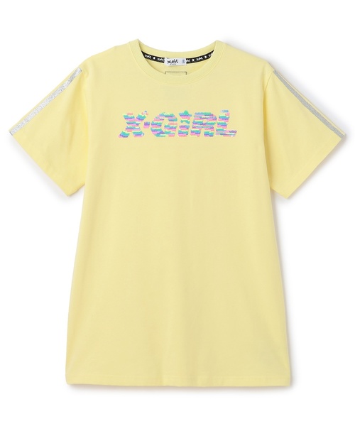 X-girl Stages(エックスガールステージス)の「スパンコール刺しゅう 半袖Tワンピース(ワンピース・キッズ・スモークピンク/ブラック/レモンイエロー・130cm/140cm/90cm/100cm/110cm/120cm)」の16枚目の写真