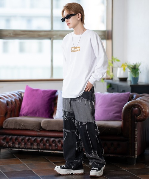 En serio TOKYO(エンソリオトーキョー)の「【SIDEWAYSTANCE】ジラフボックスロゴ長袖Tシャツ 70434(Tシャツ/カットソー・メンズ・ホワイト/ブラック/パープル・SMALL/MEDIUM/LARGE/X-LARGE)」の8枚目の写真