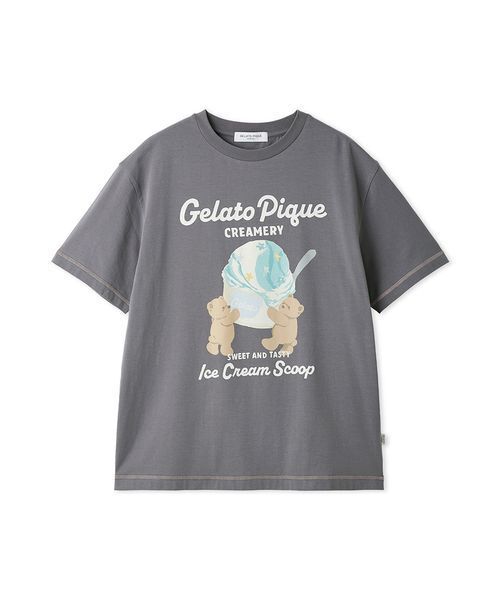 gelatopique 美品⭐︎ベアワンポイントルームウェアセットグレー値下げ不可 セール】【HOMME】【接触冷感】アイスクリームベアワンポイントTシャツ