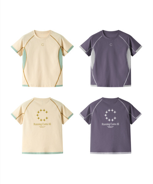 BUTTON SEOUL（ボタンソウル）の「[ウィメンズ] ランニングキュアスメッシュパネルショートスリーブ (パープル/イエロー)（Tシャツ/カットソー・レディース・パープル/イエロー・SMALL/MEDIUM/LARGE）」の3枚目の写真