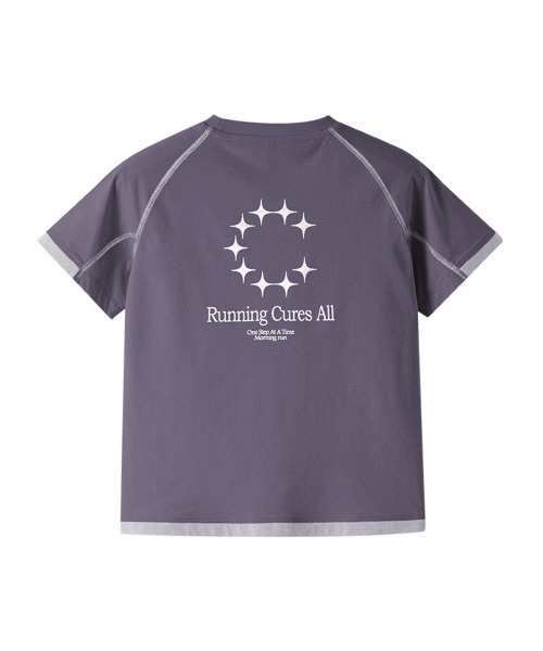 BUTTON SEOUL（ボタンソウル）の「[ウィメンズ] ランニングキュアスメッシュパネルショートスリーブ (パープル/イエロー)（Tシャツ/カットソー・レディース・パープル/イエロー・SMALL/MEDIUM/LARGE）」の4枚目の写真