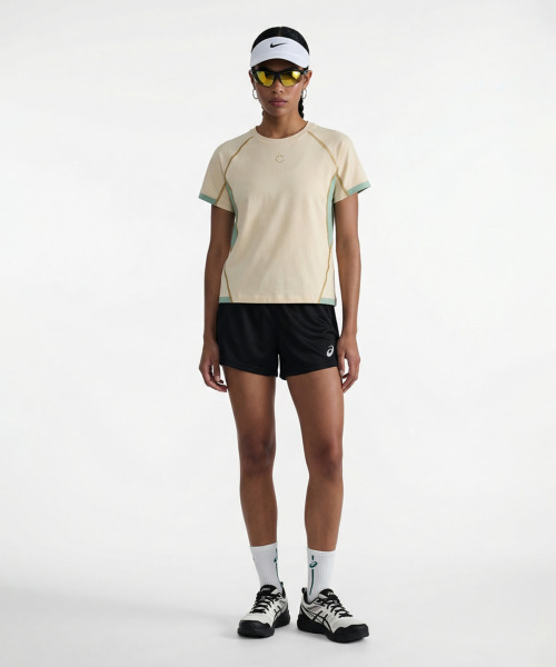 BUTTON SEOUL（ボタンソウル）の「[ウィメンズ] ランニングキュアスメッシュパネルショートスリーブ (パープル/イエロー)（Tシャツ/カットソー・レディース・パープル/イエロー・SMALL/MEDIUM/LARGE）」の7枚目の写真