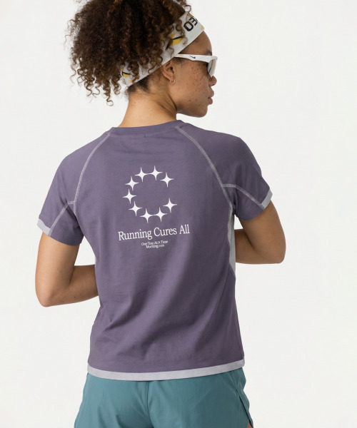 BUTTON SEOUL（ボタンソウル）の「[ウィメンズ] ランニングキュアスメッシュパネルショートスリーブ (パープル/イエロー)（Tシャツ/カットソー・レディース・パープル/イエロー・SMALL/MEDIUM/LARGE）」の8枚目の写真