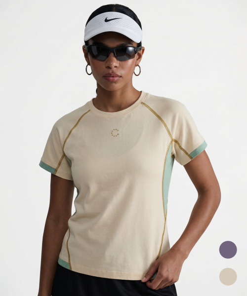 BUTTON SEOUL（ボタンソウル）の「[ウィメンズ] ランニングキュアスメッシュパネルショートスリーブ (パープル/イエロー)（Tシャツ/カットソー・レディース・パープル/イエロー・SMALL/MEDIUM/LARGE）」の10枚目の写真
