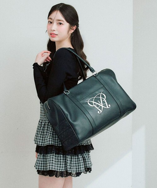 OLIVE des OLIVE(オリーブデオリーブ)の「Aimerianejoieロゴキャリーオンボストンバッグ(ボストンバッグ・レディース・ベージュ/ブラック・FREE)」の10枚目の写真