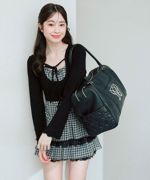 OLIVE des OLIVE(オリーブデオリーブ)の「Aimerianejoieロゴキャリーオンボストンバッグ(ボストンバッグ・レディース・ベージュ/ブラック・FREE)」の13枚目の写真