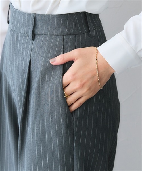 7days Life Styling（セブンデイズライフスタイリング）の「【UVカット/速乾/しわになりにくい】ストライプタックワイドパンツ（その他パンツ・レディース・ネイビー系/グレー系・3L/LL/L/M/S）」の11枚目の写真