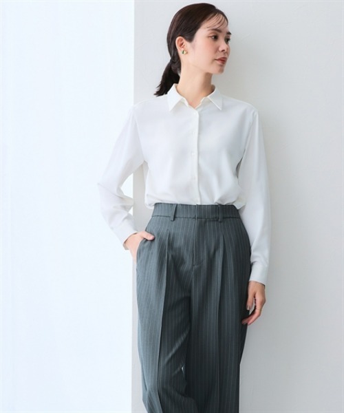 7days Life Styling（セブンデイズライフスタイリング）の「【UVカット/速乾/しわになりにくい】ストライプタックワイドパンツ（その他パンツ・レディース・ネイビー系/グレー系・3L/LL/L/M/S）」の3枚目の写真