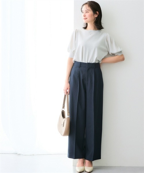 7days Life Styling（セブンデイズライフスタイリング）の「【UVカット/速乾/しわになりにくい】ストライプタックワイドパンツ（その他パンツ・レディース・ネイビー系/グレー系・3L/LL/L/M/S）」の6枚目の写真